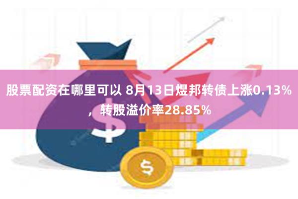 股票配资在哪里可以 8月13日煜邦转债上涨0.13%，转股溢价率28.85%