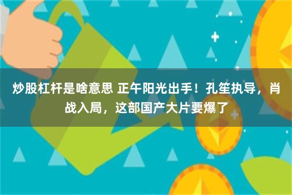 炒股杠杆是啥意思 正午阳光出手！孔笙执导，肖战入局，这部国产大片要爆了