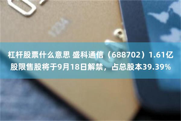 杠杆股票什么意思 盛科通信（688702）1.61亿股限售股将于9月18日解禁，占总股本39.39%