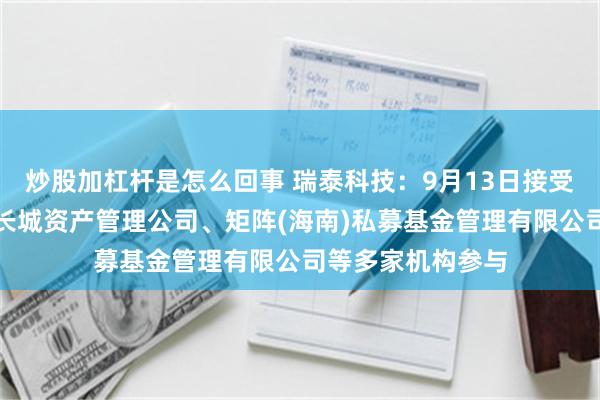 炒股加杠杆是怎么回事 瑞泰科技：9月13日接受机构调研，国中长城资产管理公司、矩阵(海南)私募基金管理有限公司等多家机构参与