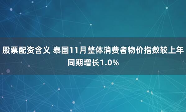 股票配资含义 泰国11月整体消费者物价指数较上年同期增长1.0%