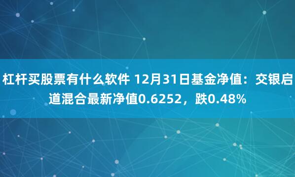 杠杆买股票有什么软件 12月31日基金净值：交银启道混合最新净值0.6252，跌0.48%