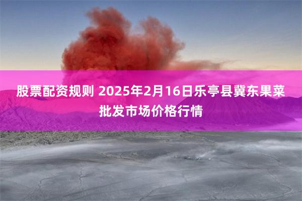 股票配资规则 2025年2月16日乐亭县冀东果菜批发市场价格行情