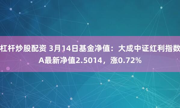 杠杆炒股配资 3月14日基金净值：大成中证红利指数A最新净值2.5014，涨0.72%